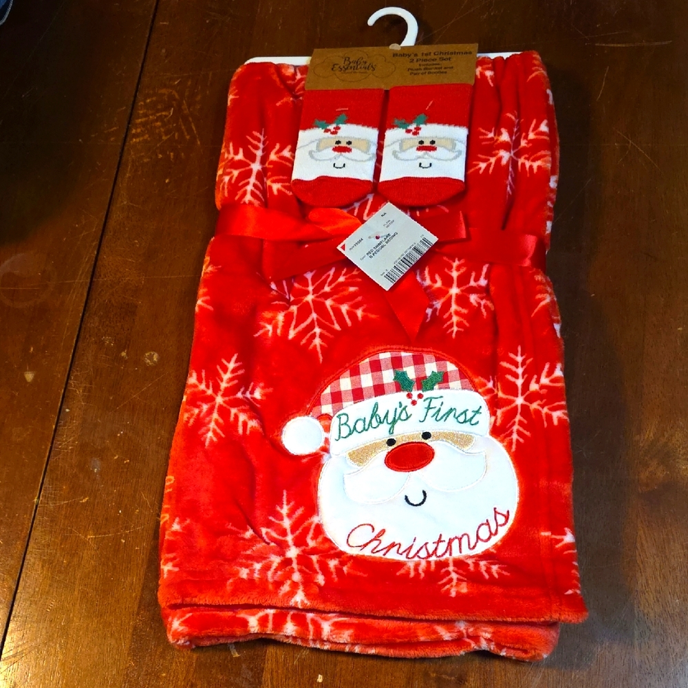 Newborn Blanket & Socks Christmas Set